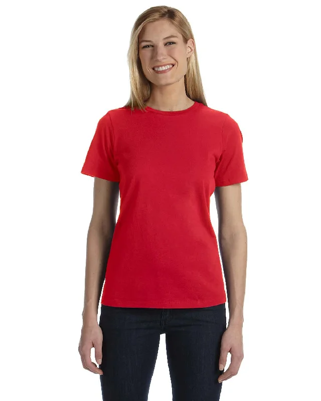 Bella Canvas Ladies Relaxed Short Sleeve T-Shirt Red Small-- Spandex Blend Rayon Blend Denim Blend