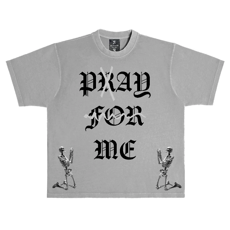 November Reine (Grey/Black "Pray For Me" T-Shirt)-- Hooded Caped Shawl Collar