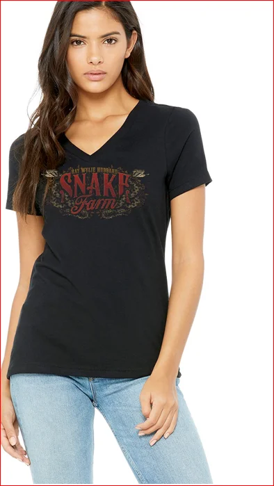 NEW! V-Neck-Ladies-Snake Farm Shirt!-- Mesh Canvas Denim