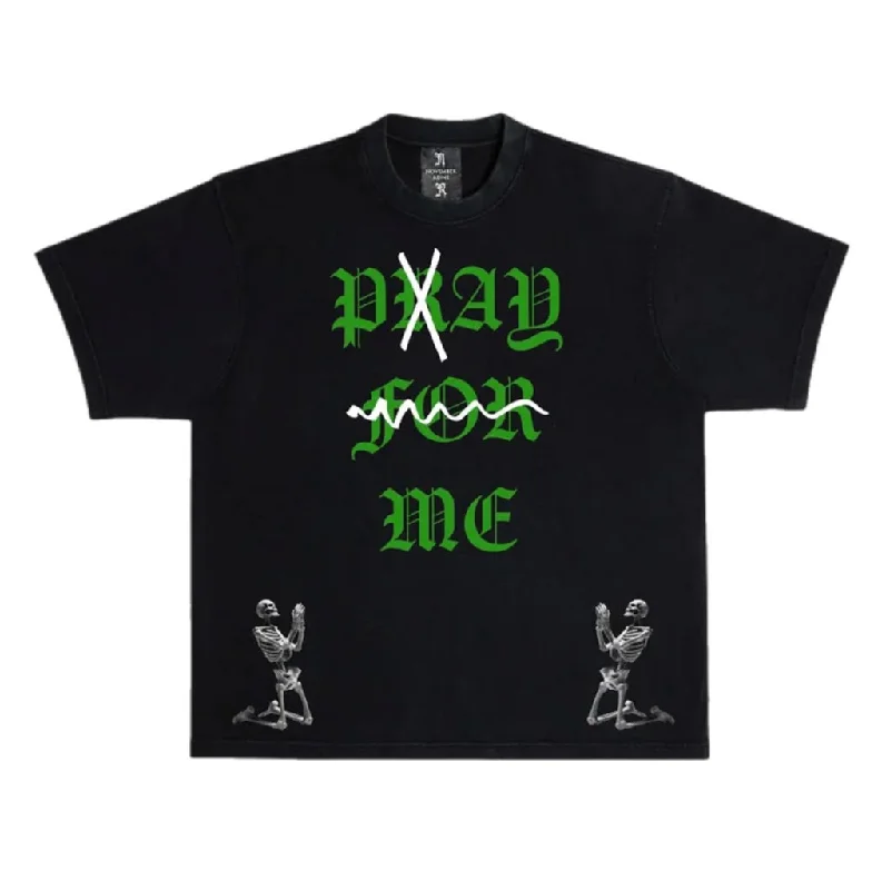 November Reine (Black/Green "Pray For Me" T-Shirt)-- Real Fur Shearling Chenille