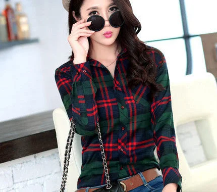 Fashion 16 colors girl's plaid flannel casual shirt female long sleeve plaid shirt ladies plus size women's Tops-- Chenille Blend Fleece Blend Nylon Blend Fashion 16 colors girl's plaid flannel casual shirt female long sleeve plaid shirt ladies plus size women's Tops-- Chenille Blend Fleece Blend Nylon Blend