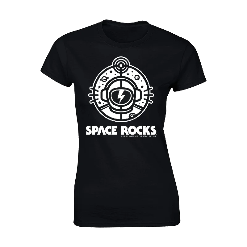Astronaut Women's T-Shirt - Black-- Fleece Nylon Spandex