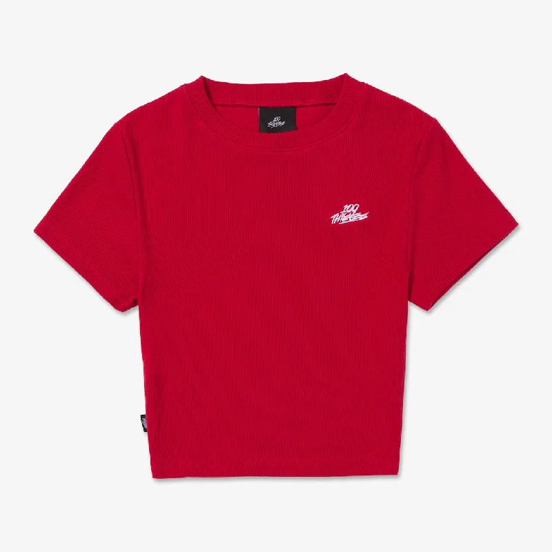 Foundations FW'24 Women's Cropped T-shirt - Red-- Graphic T-Shirt Round Neck Polyester Foundations FW'24 Women's Cropped T-shirt - Red-- Graphic T-Shirt Round Neck Polyester