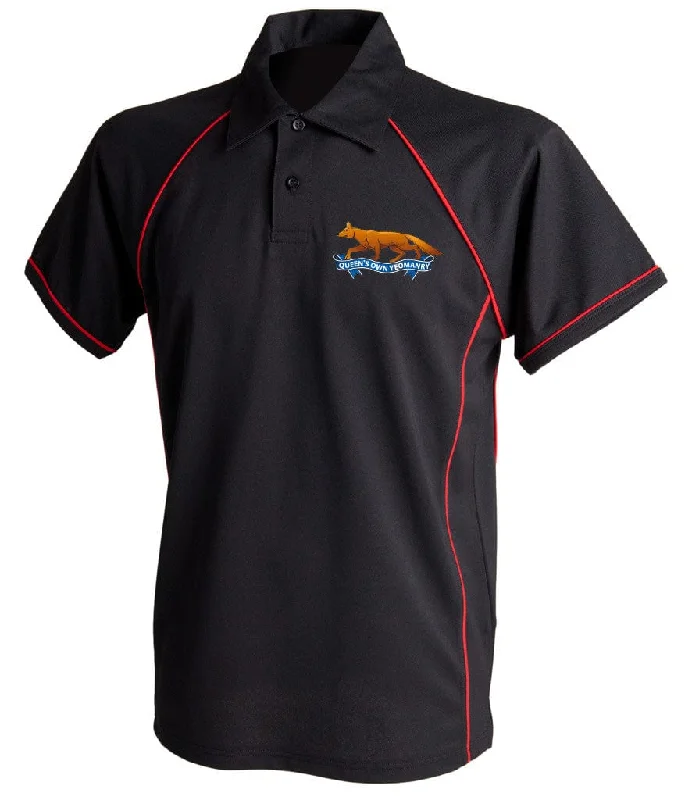 Queen's Own Yeomanry Unisex Performance Polo Shirt-- Rayon Fabric Velvet Fabric Corduroy Fabric