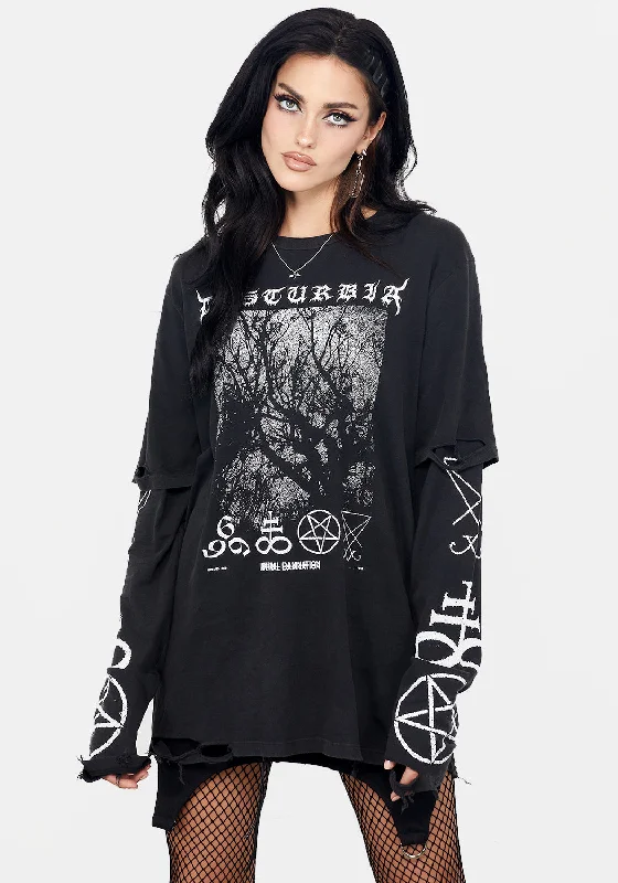 Infernal Layered Long Sleeve T-Shirt-- Thin T-Shirt Open Front Quick Dry