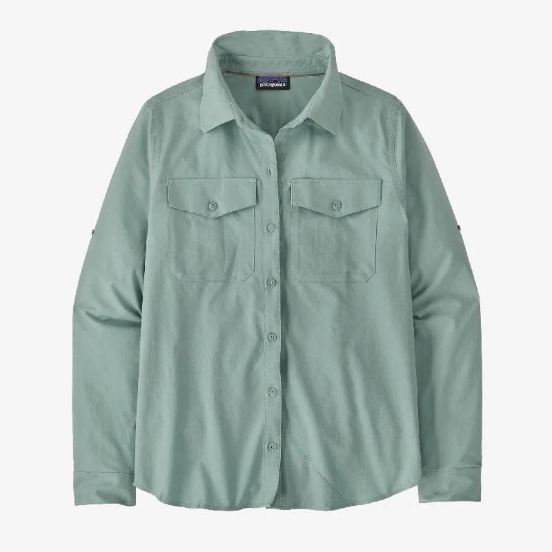 Patagonia Women's Long Sleeve Self Guided Sun Shirt-- Notch Collar Peter Pan Collar Cowl Neck Patagonia Women's Long Sleeve Self Guided Sun Shirt-- Notch Collar Peter Pan Collar Cowl Neck