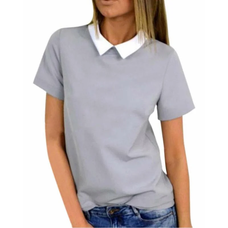 Turn down Collar Polo Ladies Brand Polo Shirt Womens Short Sleeve Plain Shirts for Women Polo-- Asymmetrical Pockets Print Turn down Collar Polo Ladies Brand Polo Shirt Womens Short Sleeve Plain Shirts for Women Polo-- Asymmetrical Pockets Print