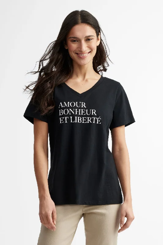 T-shirt col en V coupe semi-ajustée en coton, 2/30$ - Femme-- Handmade Hand-knitted Hand-woven