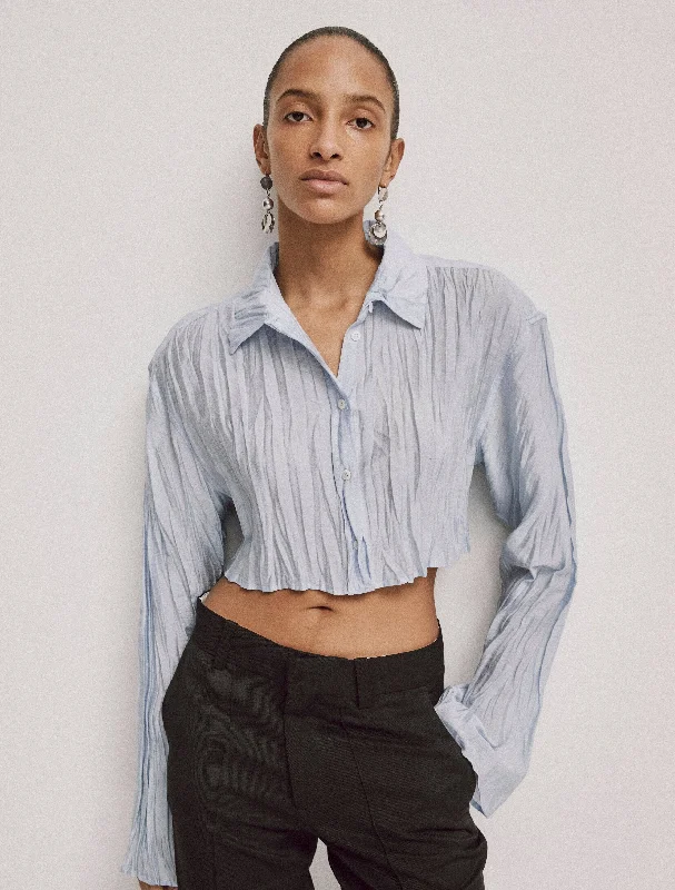 Qui Shirt In Sky Blue-- Anti-Pilling Machine Wash Handmade
