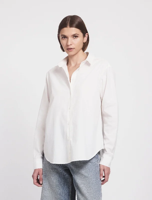 Wook Shirt In White-- Collared Crew Neck Turtle Neck