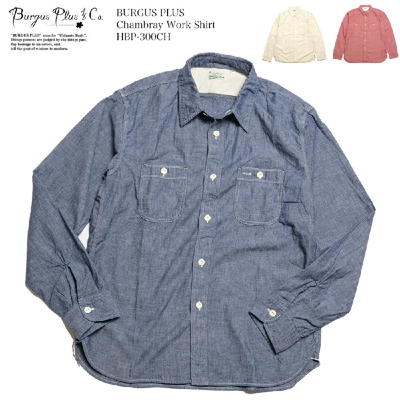 BURGUS PLUS - Chambray Work Shirt - HBP-300CH-- Chenille Blend Fleece Blend Nylon Blend