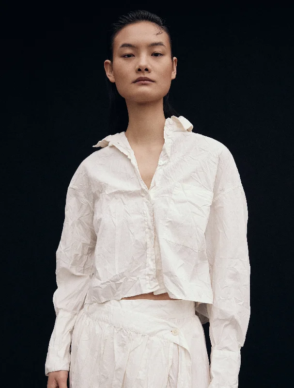 Rosebud Shirt in Whisper White-- Rayon Fabric Velvet Fabric Corduroy Fabric