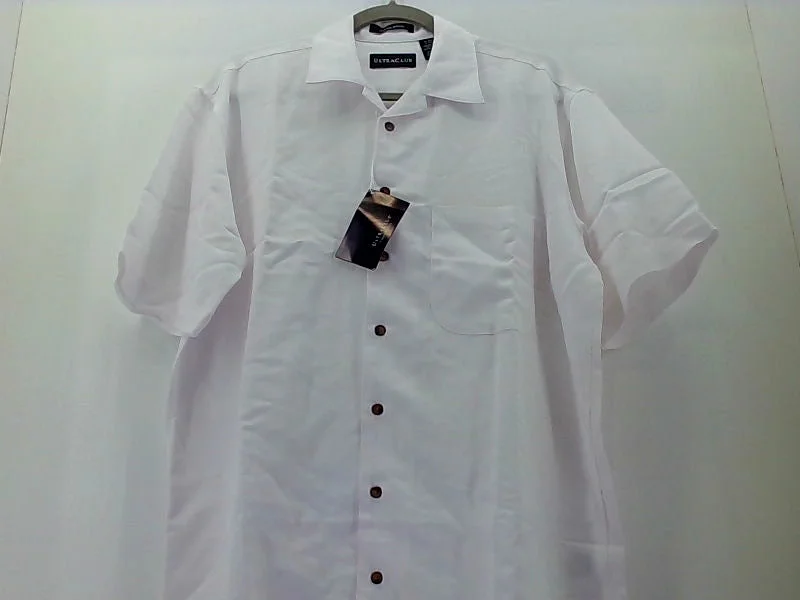 Ultraclub Unisex White Camp Shirt Small-- Satin Blend Silk Blend Wool Blend