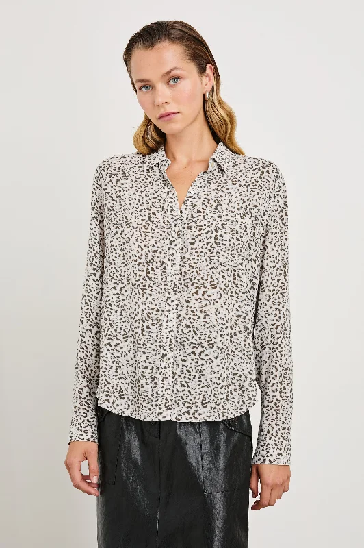 JOSEPHINE WATERCOLOUR CHEETAH LONG SLEEVE SHIRT-- Mesh Blend Leather Blend Suede Blend JOSEPHINE WATERCOLOUR CHEETAH LONG SLEEVE SHIRT-- Mesh Blend Leather Blend Suede Blend