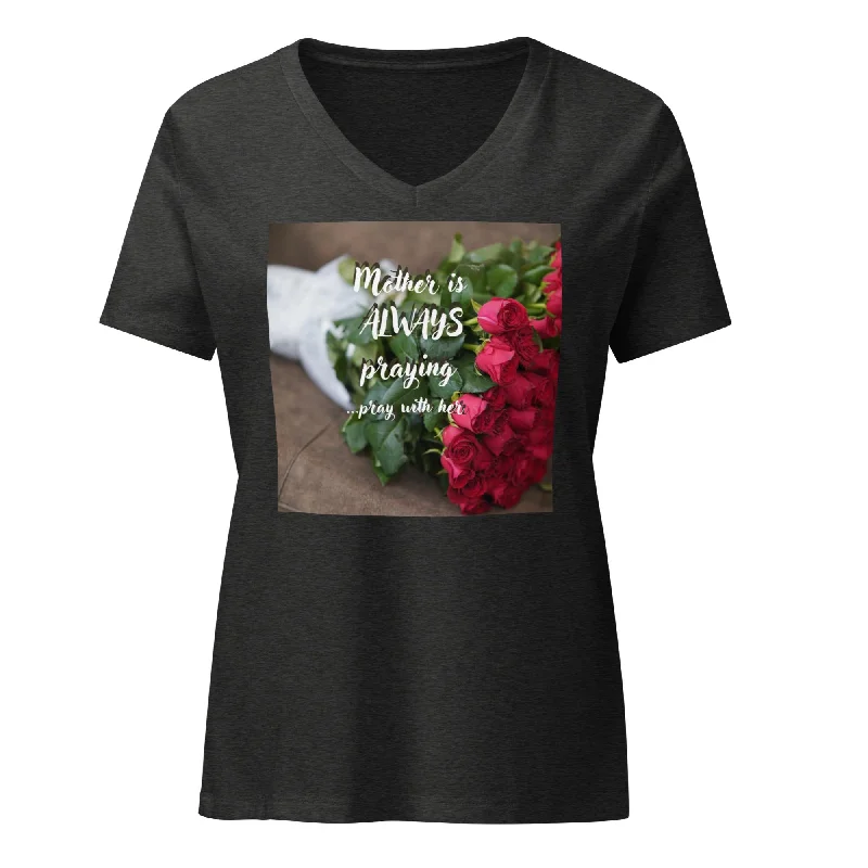Women’s relaxed v-neck t-shirt-- Beaded Sequined Faux Fur