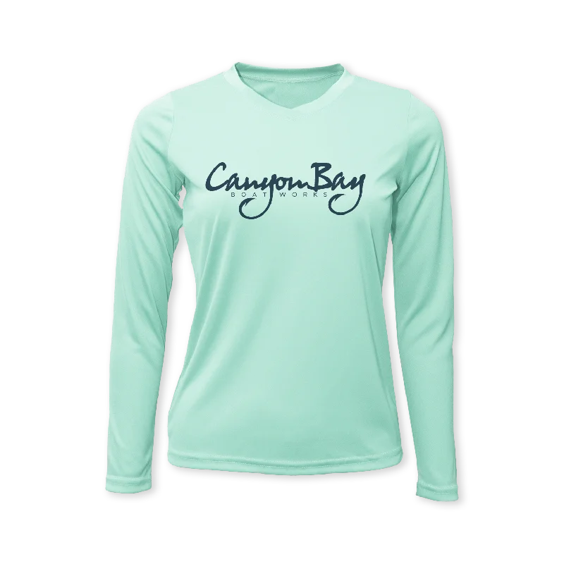 Performance Ladies Long Sleeve Shirt Canyon Bay-- Mesh Canvas Denim