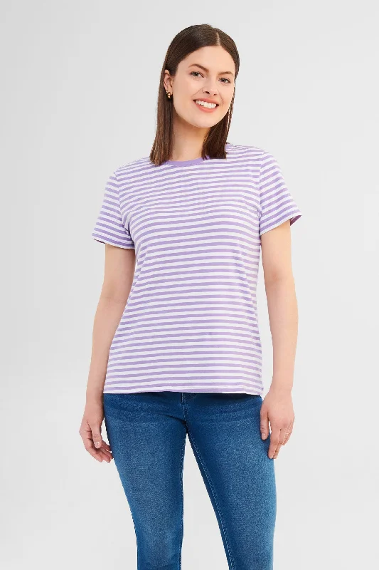 T-shirt rayé en coton - Femme-- Houndstooth Herringbone Solid