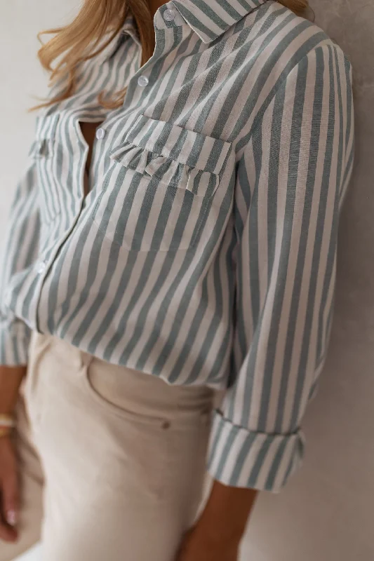 Praia White Shirt With Lines-- Nylon Fabric Polyester Fabric Spandex Fabric