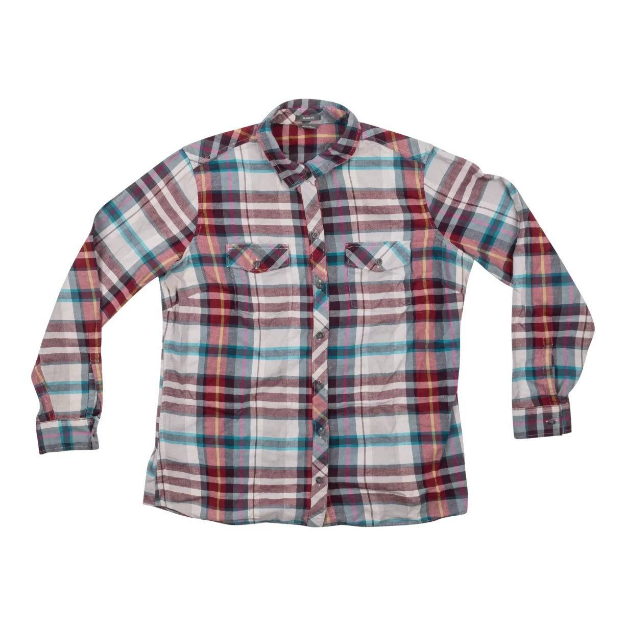 Eddie Bauer Plaid Long Sleeve Button Up Shirt - Women's-- Ribbed T-Shirt High Neck Heavyweight Eddie Bauer Plaid Long Sleeve Button Up Shirt - Women's-- Ribbed T-Shirt High Neck Heavyweight