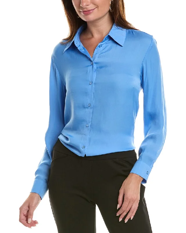 Nanette Nanette Lepore Charmeuse Shirt-- Houndstooth Herringbone Solid