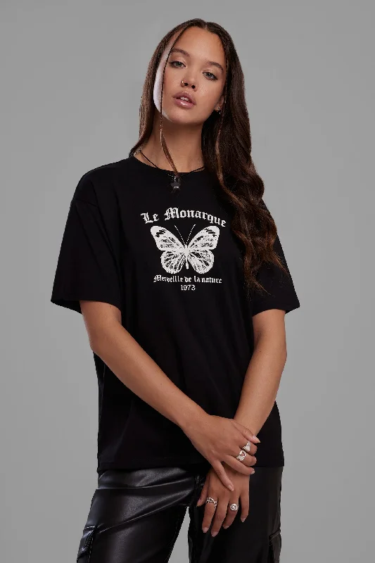 T-shirt ''Boyfriend'' imprimé en coton - Femme-- Fleece Fabric Down Fabric Feather Fabric