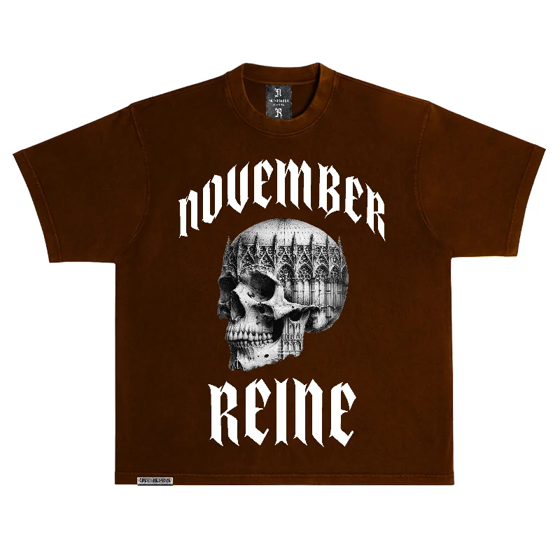 November reine (Brown "cathedral t-shirt)-- Asymmetrical Pockets Print
