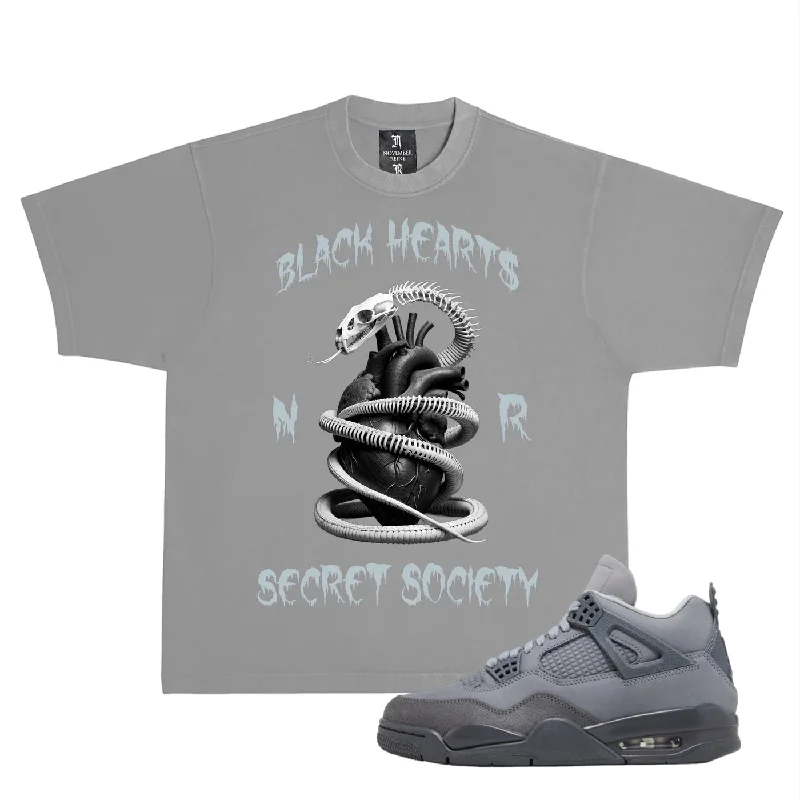 November reine (Grey "black heart secret society t-shirt)-- Fitted T-Shirt Seamless Stretchy