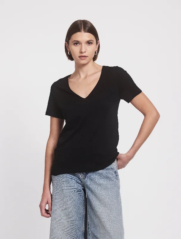 Marisa T-Shirt in Black-- Cashmere Blend Cotton Blend Poly Blend
