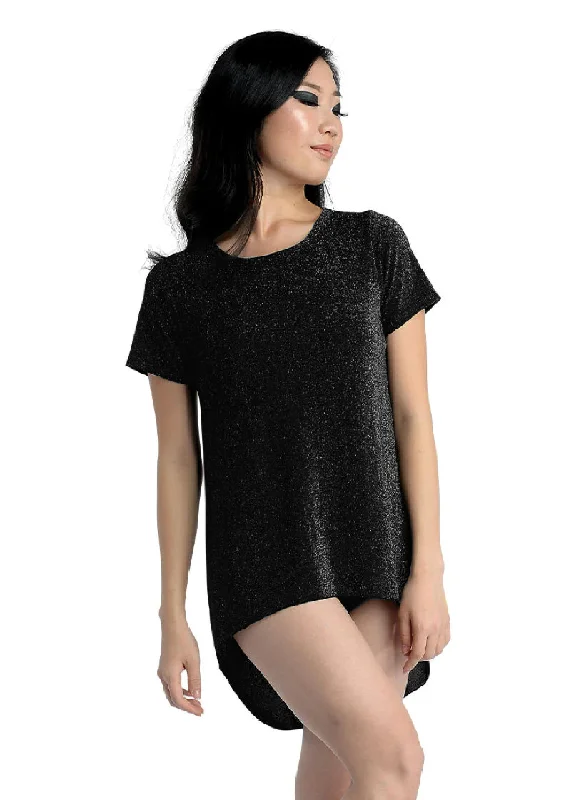 ON SALE Sparkle High-Low T-Shirt Tunic (Black/Silver)-- Anti-Pilling Machine Wash Handmade ON SALE Sparkle High-Low T-Shirt Tunic (Black/Silver)-- Anti-Pilling Machine Wash Handmade