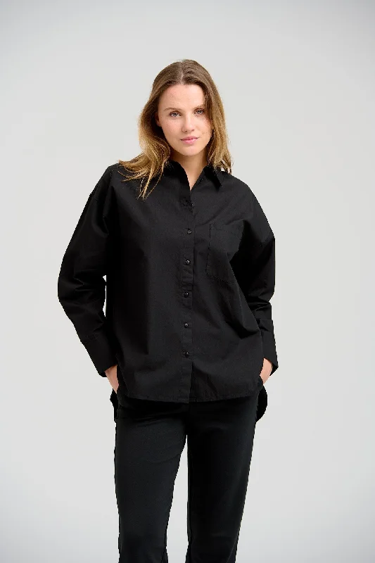 Relaxed Shirt - Sort-- Beaded Sequined Faux Fur