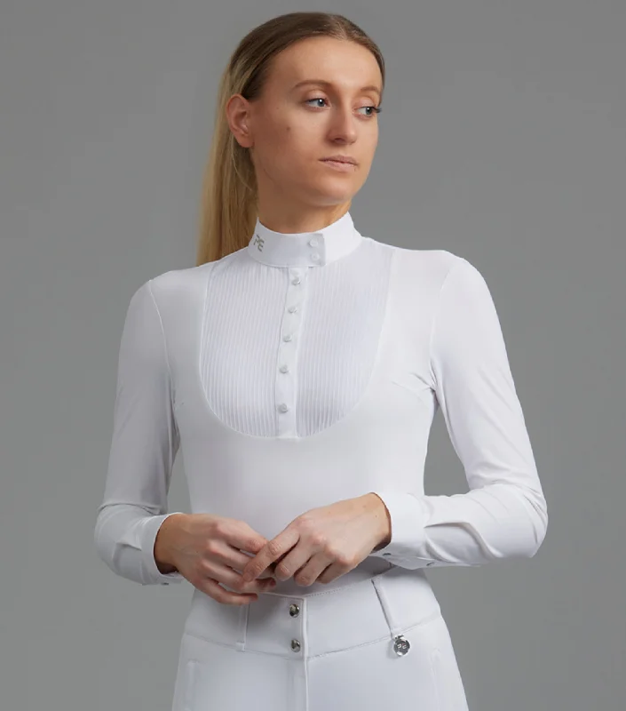 PEI Navarra Long Sleeve Show Shirt - White-- Boxy Fit Fitted Loose