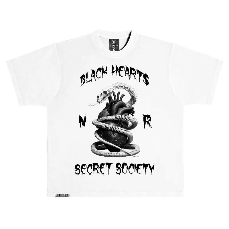 November reine (white/black "black heart secret society t-shirt)-- Ribbed T-Shirt High Neck Heavyweight