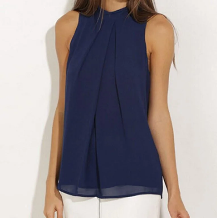 Women Blouse Women Tops Casual Chiffon Blouse Chic Elegant Lady Shirts Fashion-- Collared Crew Neck Turtle Neck