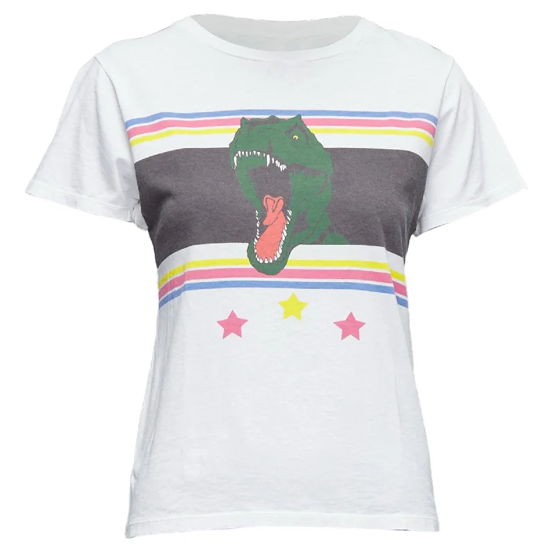 Saint Laurent T Rex Dino Washed Print Tshirt-- Houndstooth Herringbone Solid