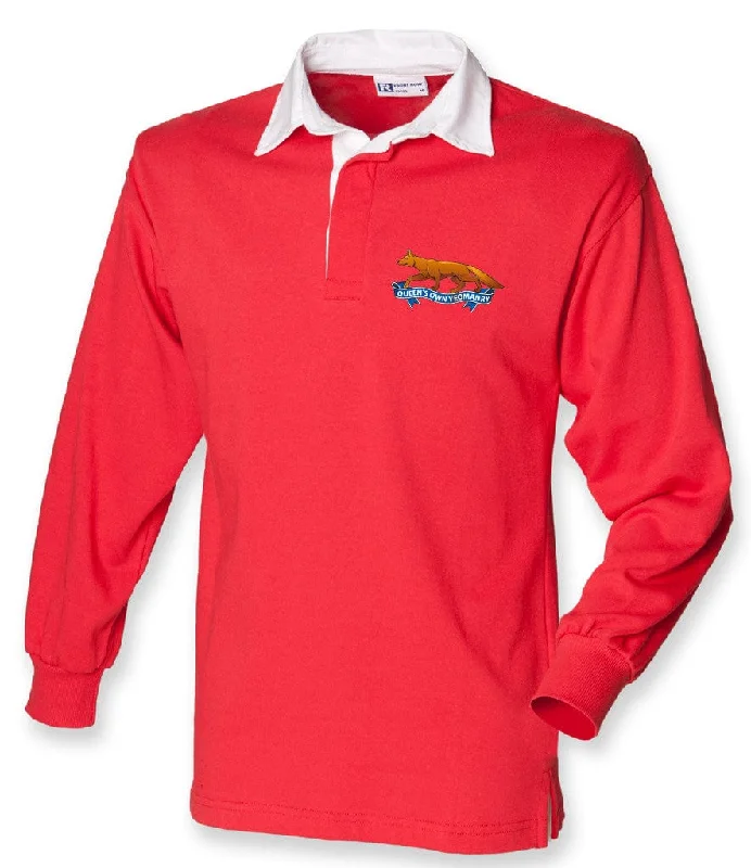 Queen's Own Yeomanry Long Sleeve Rugby Shirt-- Mesh Blend Leather Blend Suede Blend