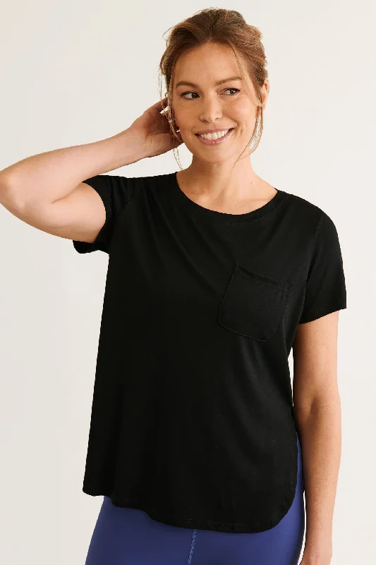 T-shirt à poche en modal - Femme-- Solid Print Embellished