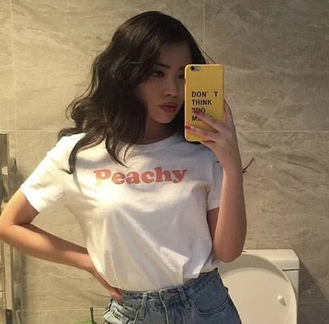 Peachy T-shirt Fashion Clothing-- Striped Floral Plaid