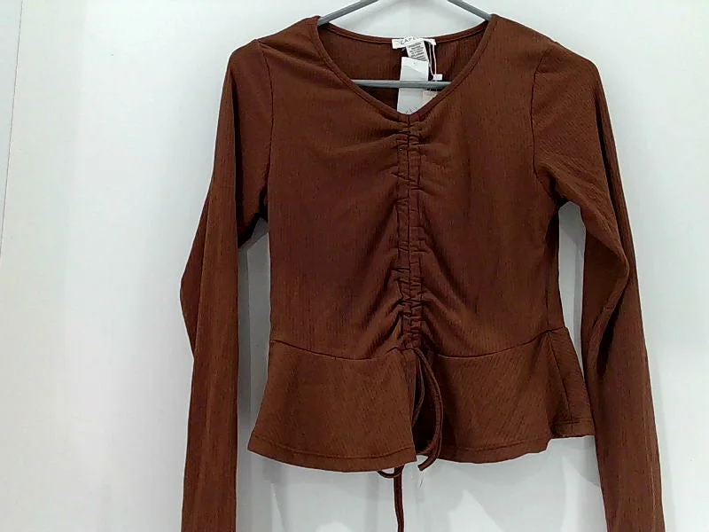 Shopper Beats Women's Capella Brown Long Sleeve Shirt - Size Large-- Machine Wash Dry Clean Hand Wash