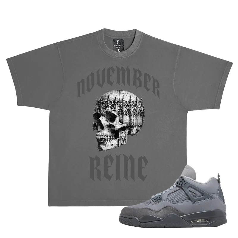 November reine (faded Grey "cathedral t-shirt)-- Plaid T-Shirt Polka Dot Checkered