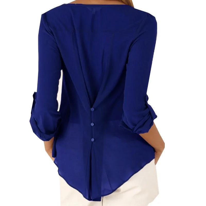 Fashion Style V-neck Long-sleeved Loose Plus Size Chiffon Shirt Solid Women Tops Chiffon Blouse For Women-- Fitted T-Shirt Seamless Stretchy Fashion Style V-neck Long-sleeved Loose Plus Size Chiffon Shirt Solid Women Tops Chiffon Blouse For Women-- Fitted T-Shirt Seamless Stretchy