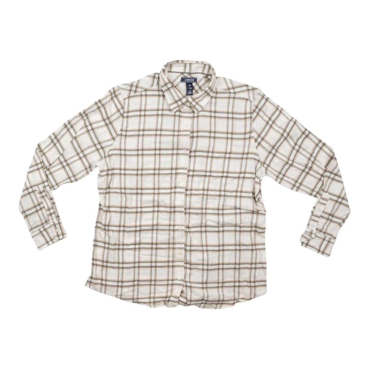 Lands' End Long Sleeve Flannel Shirt - Women's-- Zippered Front Buttoned Front Snap Front Lands' End Long Sleeve Flannel Shirt - Women's-- Zippered Front Buttoned Front Snap Front