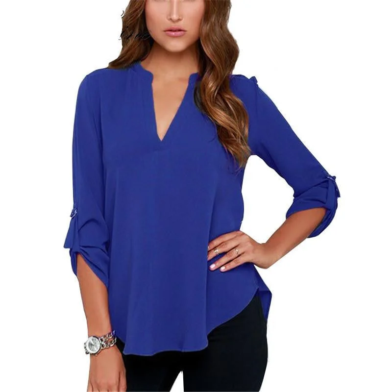 Tops Elegant V-Neck 7 Colors Causal Shirt Chiffon Women Blouses Ladies White Office Shirts Plus Size S-6Xl-- Polka Dot Checkered Tartan Tops Elegant V-Neck 7 Colors Causal Shirt Chiffon Women Blouses Ladies White Office Shirts Plus Size S-6Xl-- Polka Dot Checkered Tartan
