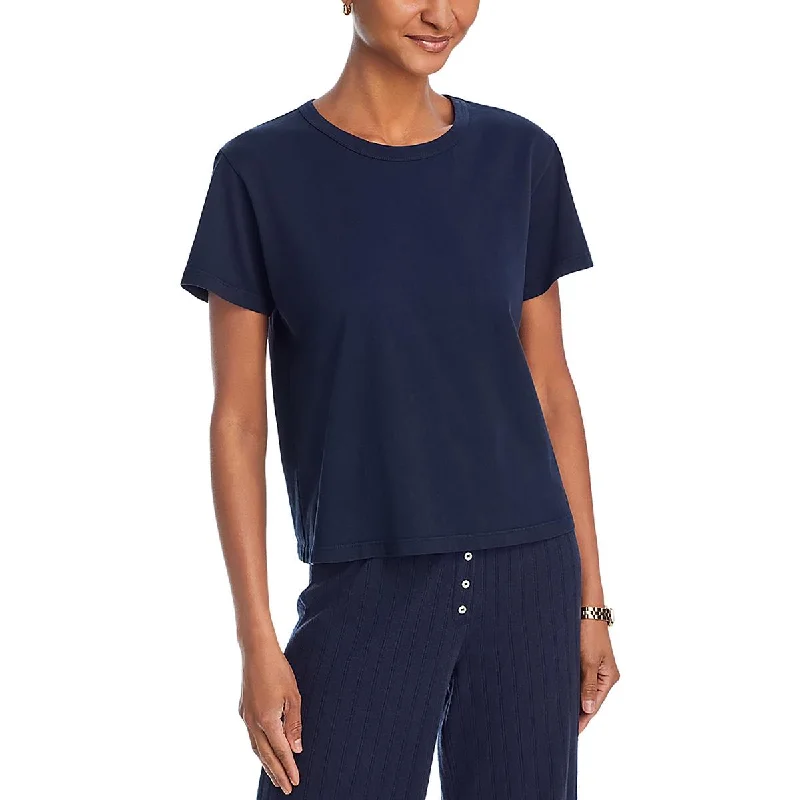 Womens Cotton Crewneck T-Shirt-- Lace Blend Ribbed Blend Corduroy Blend