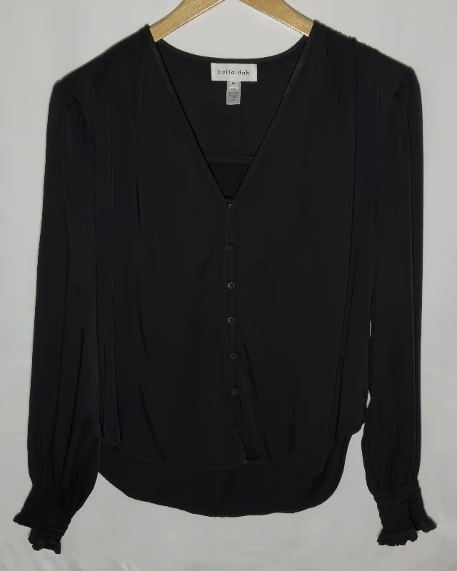 SMOCKED CUFF BUTTON DOWN SHIRT-- Real Fur Shearling Chenille