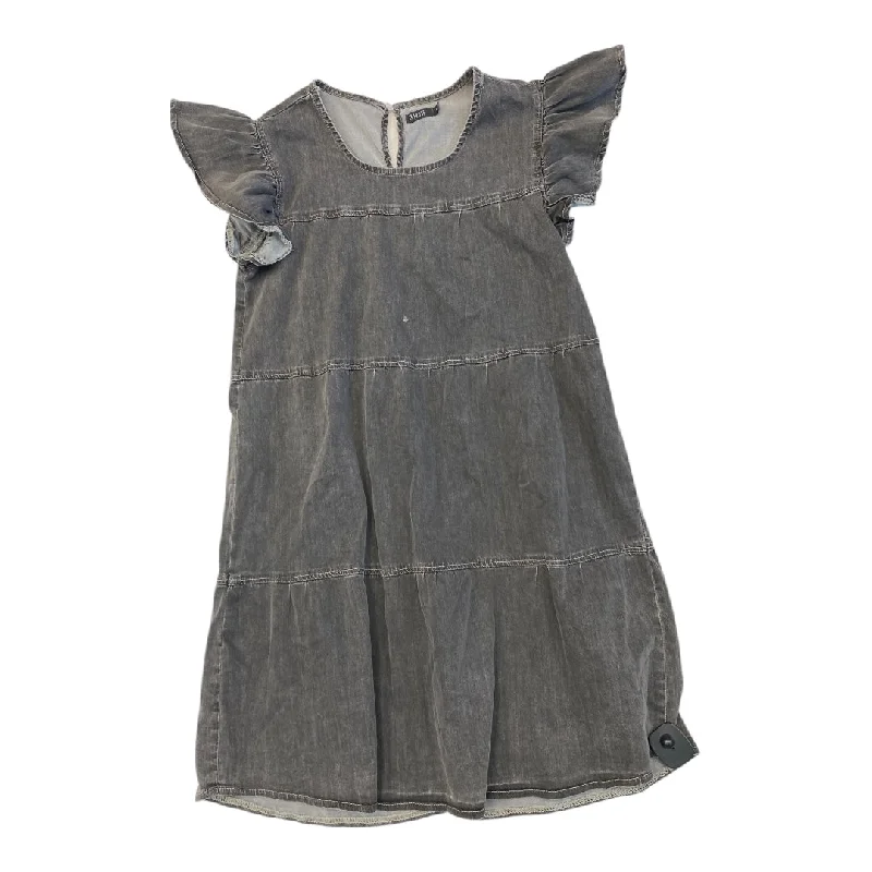 Dress Casual Short By mika rose In Grey, Size:S Square Neckline Feminine