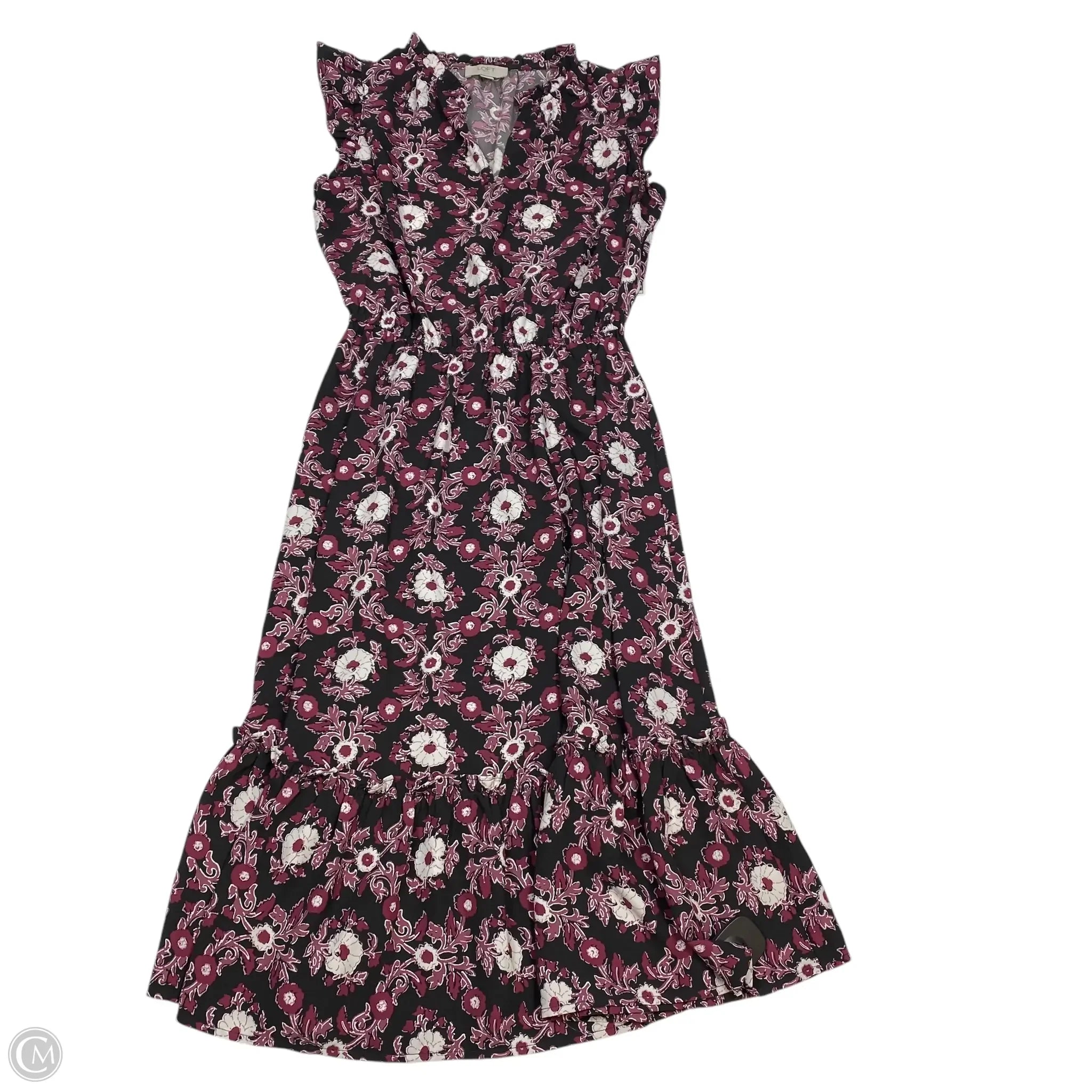 Dress Casual Midi By Loft In Black & Purple, Size: Xxsp Tunic Top Casual