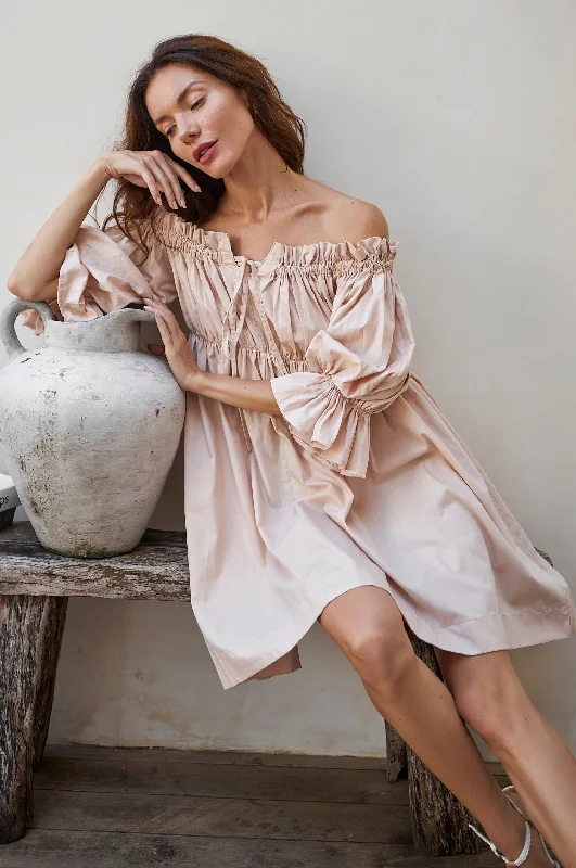 Vacay Off Shoulder Cotton Mini Dress Comfortable Bodycon Mini Dress