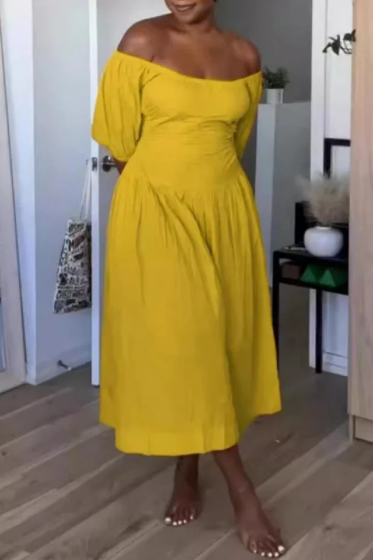 Casual Solid Basic U Neck Long Dresses Tunics Winter warm