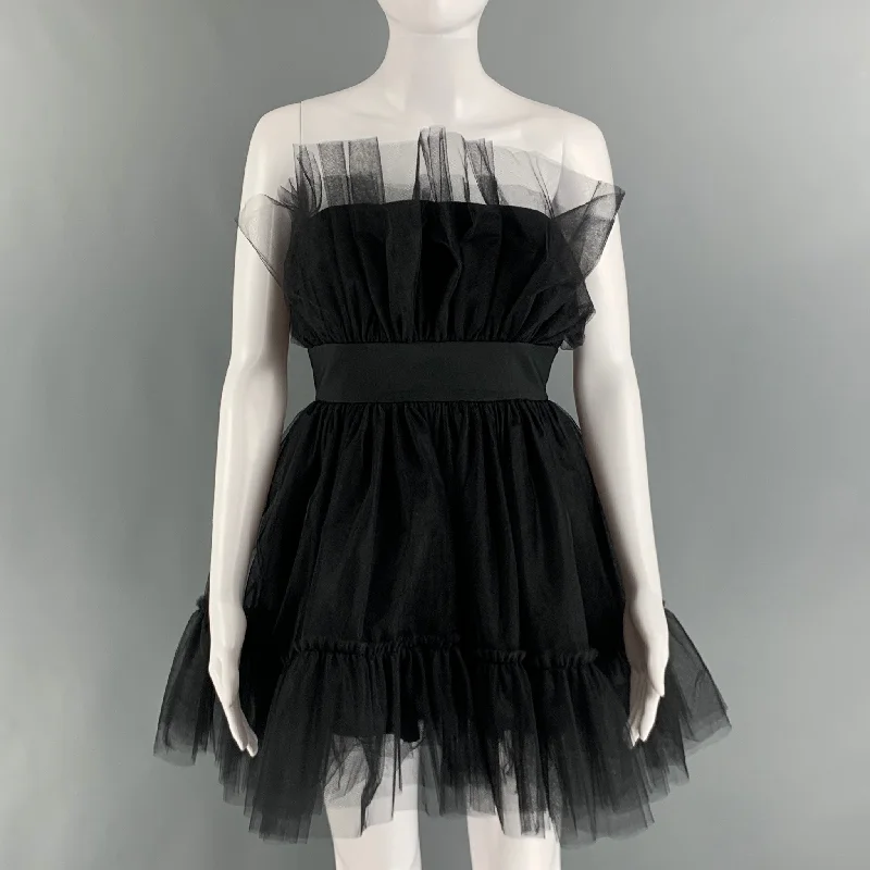 KATIE MAY Size S Black Nylon Polyester Tulle Mini Dress Cozy Knitted Mini Dress
