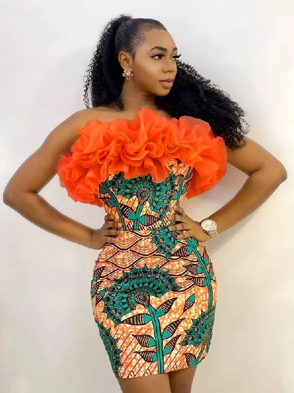 Women Tube Tops Dress Mini Bodycon Party Printed Ruffles Patchwork Sexy Backless Female Event Tight Evening Robes Birthday 2023 Boatneck Modish Everyday Women Tube Tops Dress Mini Bodycon Party Printed Ruffles Patchwork Sexy Backless Female Event Tight Evening Robes Birthday 2023 Boatneck Modish Everyday